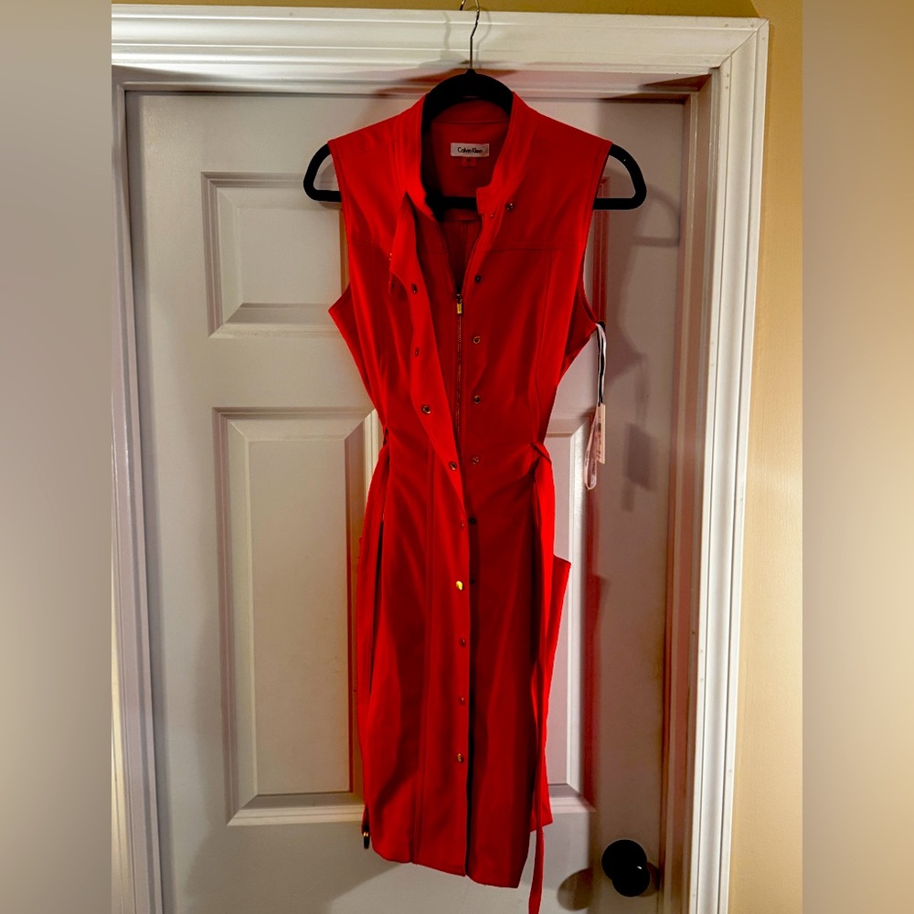 Calvin Klein Bold Red Midi Dress